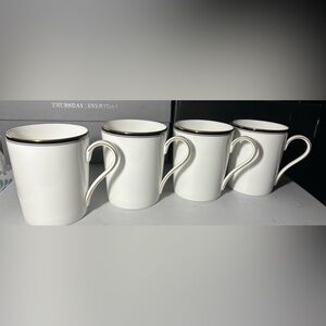 Box set of 4 Elegant White Mugs with Black Trim from Christopher Stuart